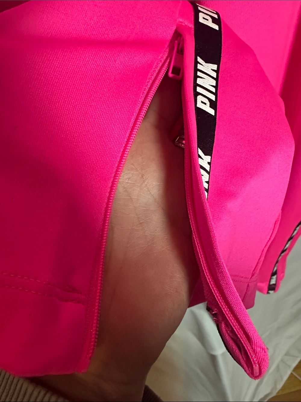 PINK Victoria's Secret Hot Pink Track Pants with Black Drawstring - Picture 9 of 10